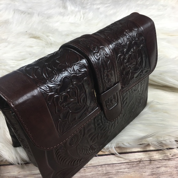 Handmade Tooled Leather Satchel Bag - Picture 2 of 8